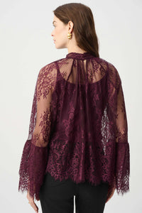 Joseph Ribkoff Scalloped Lace Trapeze Top Jr264098