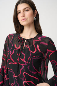 Joseph Ribkoff Floral Chiffon Tie-Neck Top Jr264115