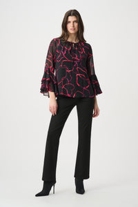 Joseph Ribkoff Floral Chiffon Tie-Neck Top Jr264115