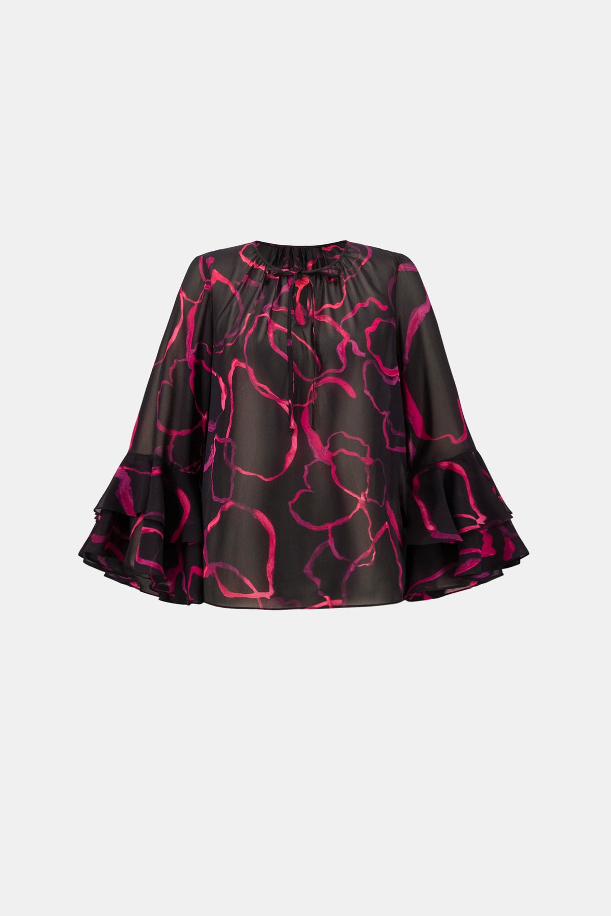 Joseph Ribkoff Floral Chiffon Tie-Neck Top Jr264115