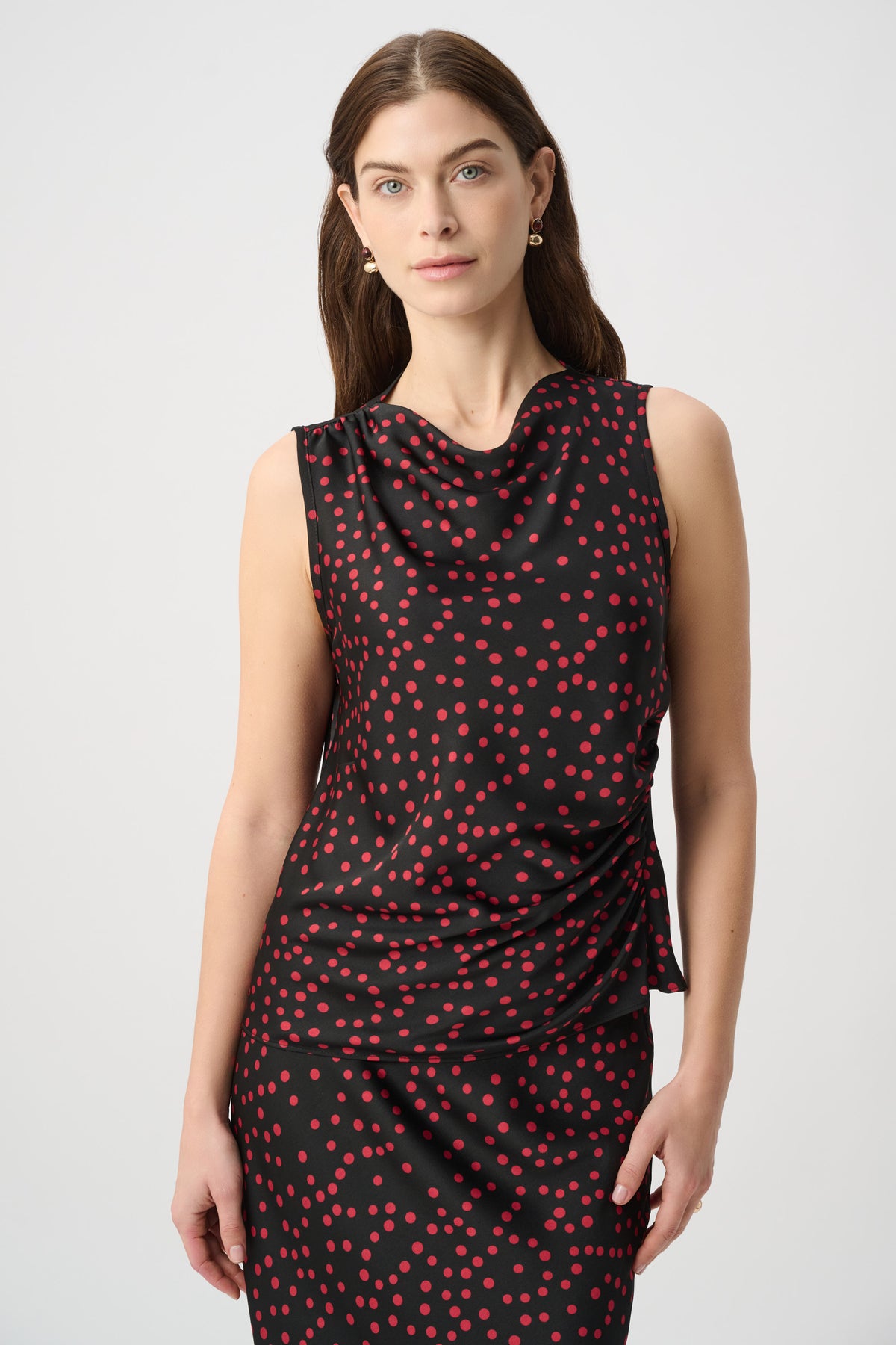 Joseph Ribkoff Polka Dot Recycled Satin Top Jr264117