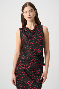 Joseph Ribkoff Polka Dot Recycled Satin Top Jr264117