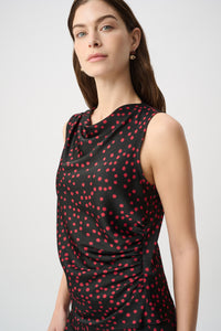 Joseph Ribkoff Polka Dot Recycled Satin Top Jr264117