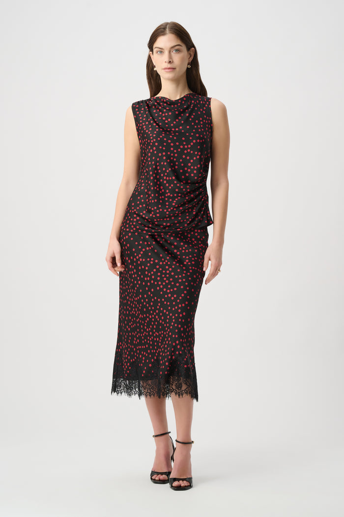 Joseph Ribkoff Polka Dot Recycled Satin Top Jr264117