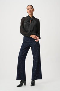 Joseph Ribkoff Satin Top with Chiffon Sleeves Jr264119
