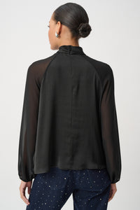 Joseph Ribkoff Satin Top with Chiffon Sleeves Jr264119