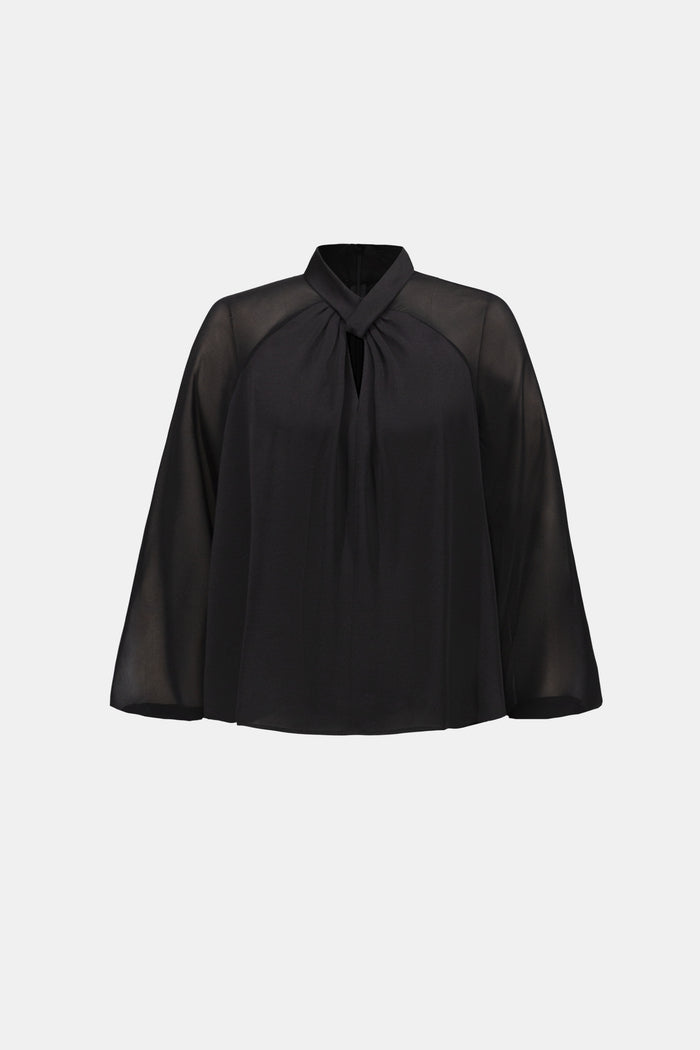 Joseph Ribkoff Satin Top with Chiffon Sleeves Jr264119