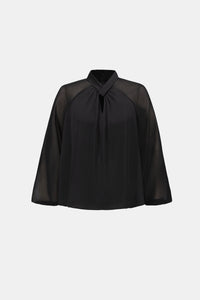 Joseph Ribkoff Satin Top with Chiffon Sleeves Jr264119
