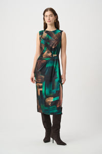 Joseph Ribkoff Abstract Print Satin Sleeveless Sheath Dress Jr264202