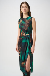 Joseph Ribkoff Abstract Print Satin Sleeveless Sheath Dress Jr264202