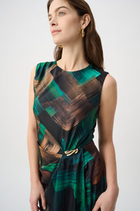 Joseph Ribkoff Abstract Print Satin Sleeveless Sheath Dress Jr264202