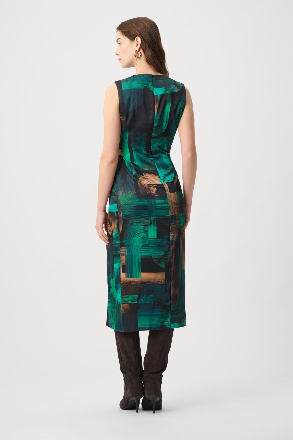 Joseph Ribkoff Abstract Print Satin Sleeveless Sheath Dress Jr264202