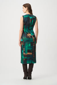 Joseph Ribkoff Abstract Print Satin Sleeveless Sheath Dress Jr264202