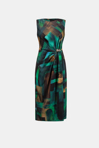 Joseph Ribkoff Abstract Print Satin Sleeveless Sheath Dress Jr264202