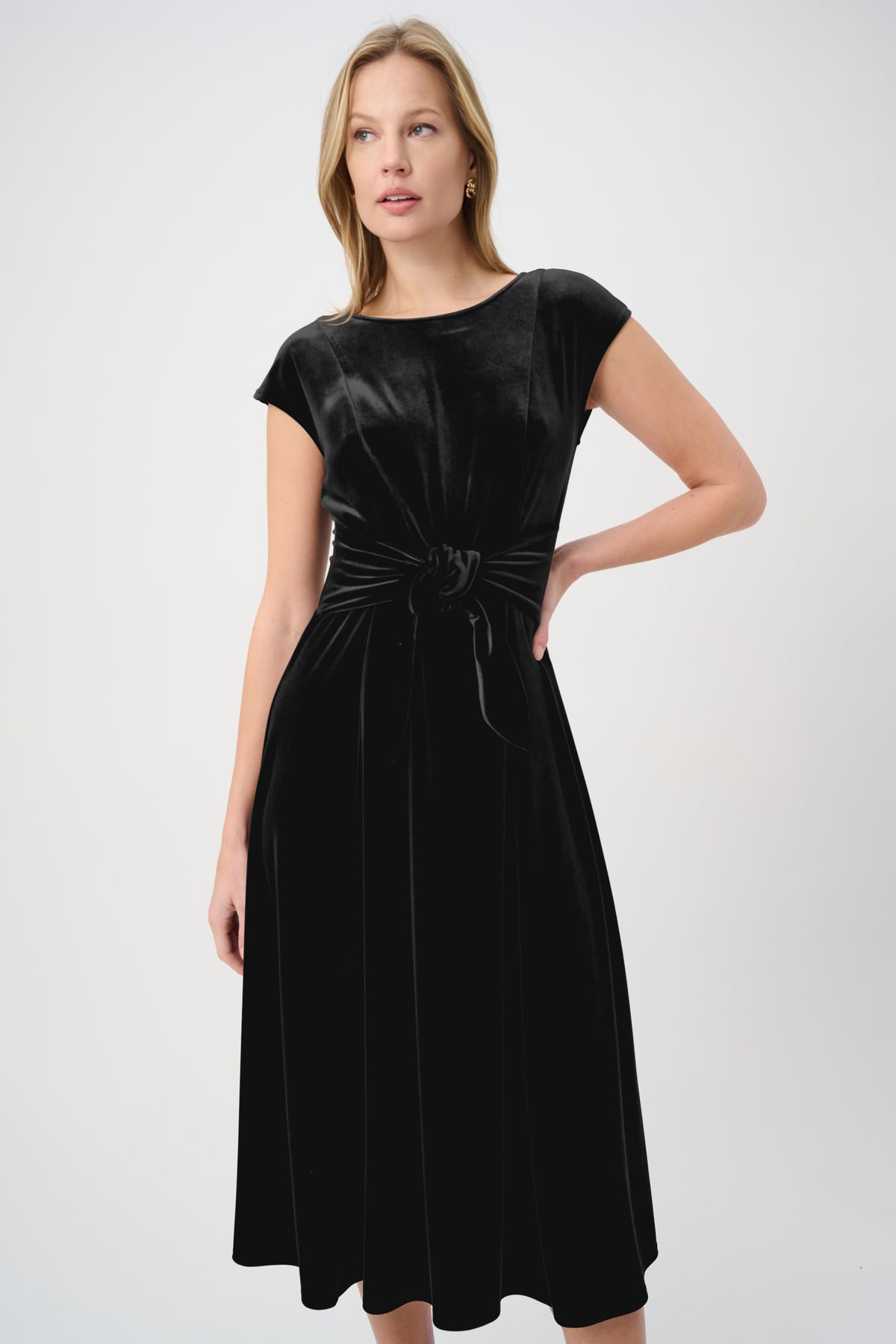Joseph Ribkoff Velvet Fit & Flare Belted Dress Jr264209