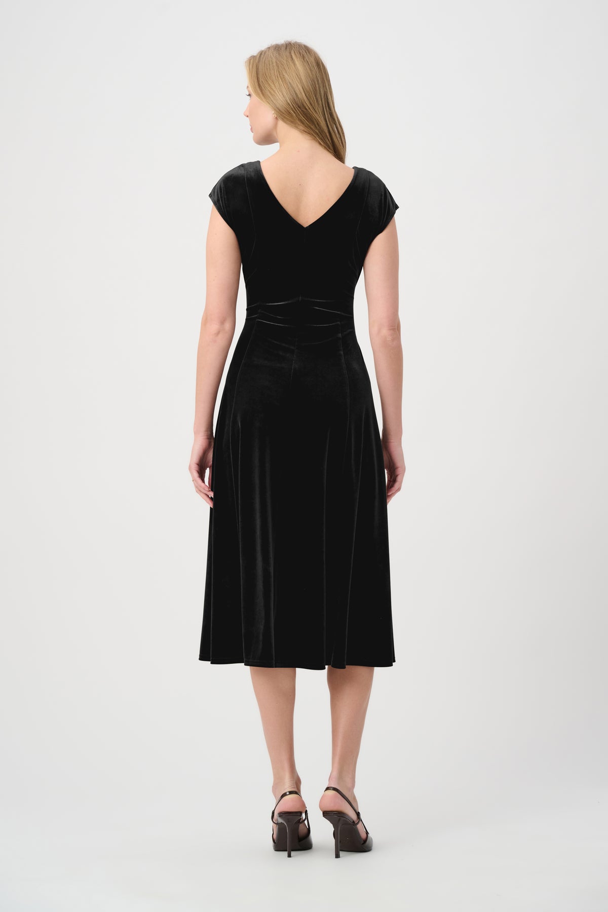 Joseph Ribkoff Velvet Fit & Flare Belted Dress Jr264209