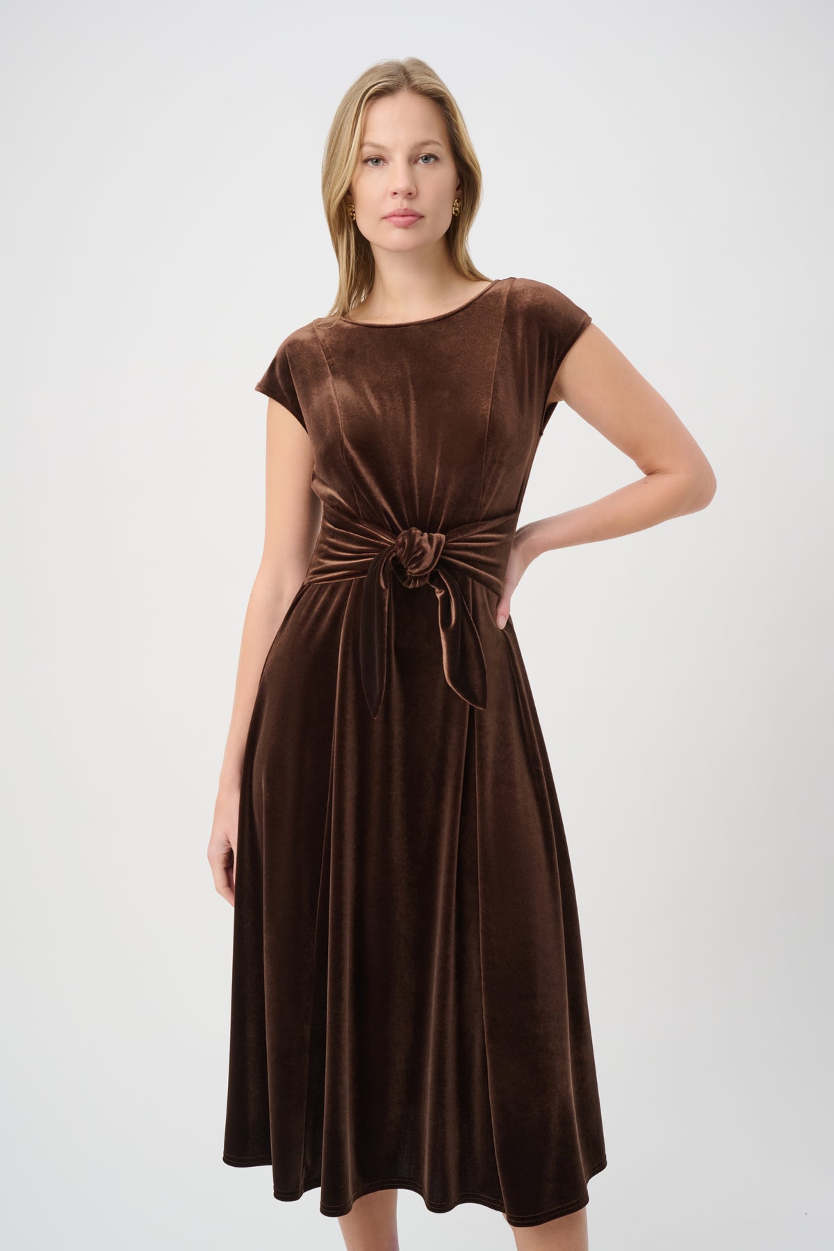 Joseph Ribkoff Velvet Fit & Flare Belted Dress Jr264209