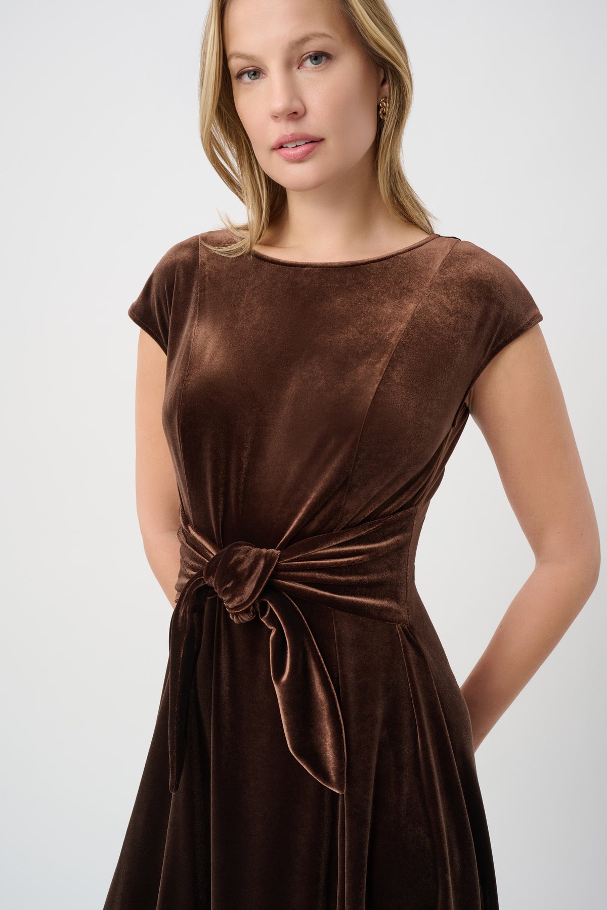 Joseph Ribkoff Velvet Fit & Flare Belted Dress Jr264209