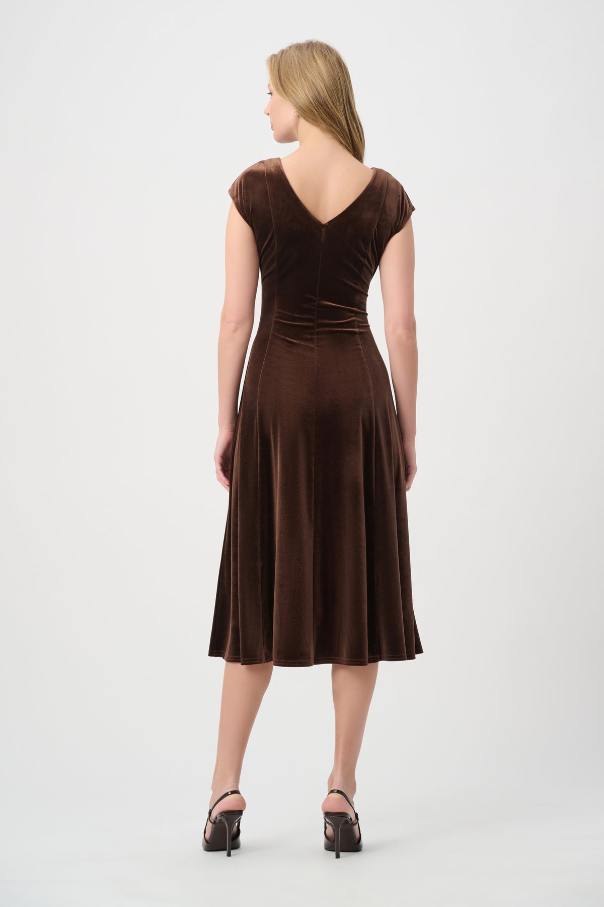 Joseph Ribkoff Velvet Fit & Flare Belted Dress Jr264209