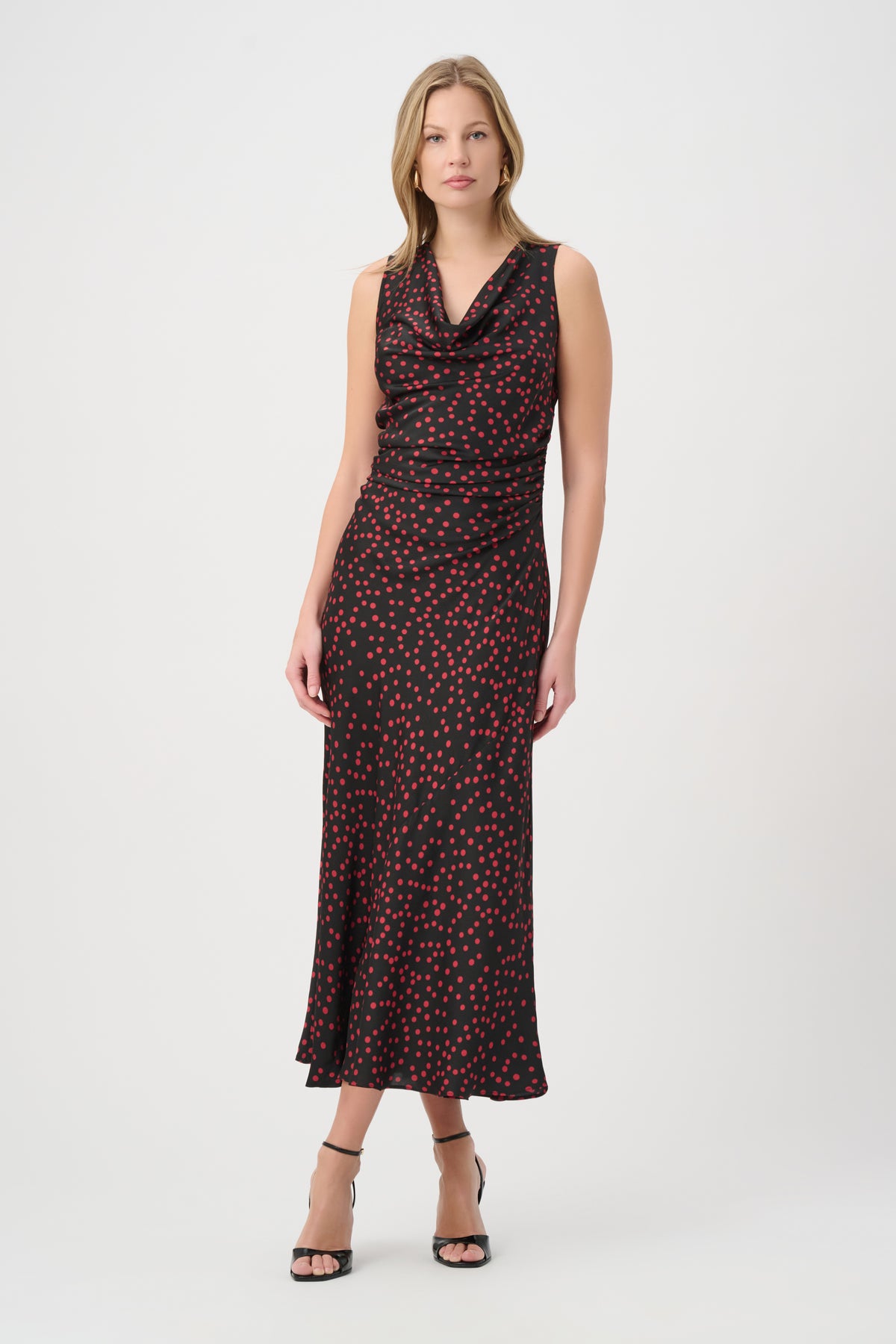 Joseph Ribkoff Polka Dot Recycled Satin A-Line Dress Jr264210