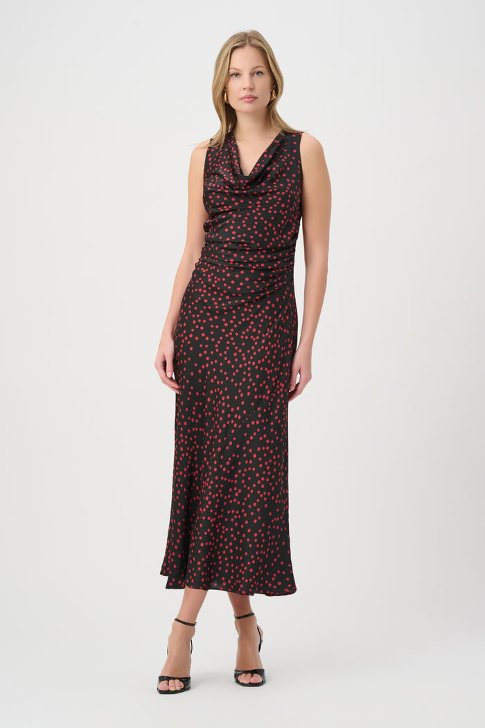 Joseph Ribkoff Polka Dot Recycled Satin A-Line Dress Jr264210