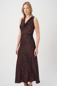 Joseph Ribkoff Polka Dot Recycled Satin A-Line Dress Jr264210