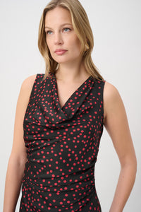 Joseph Ribkoff Polka Dot Recycled Satin A-Line Dress Jr264210