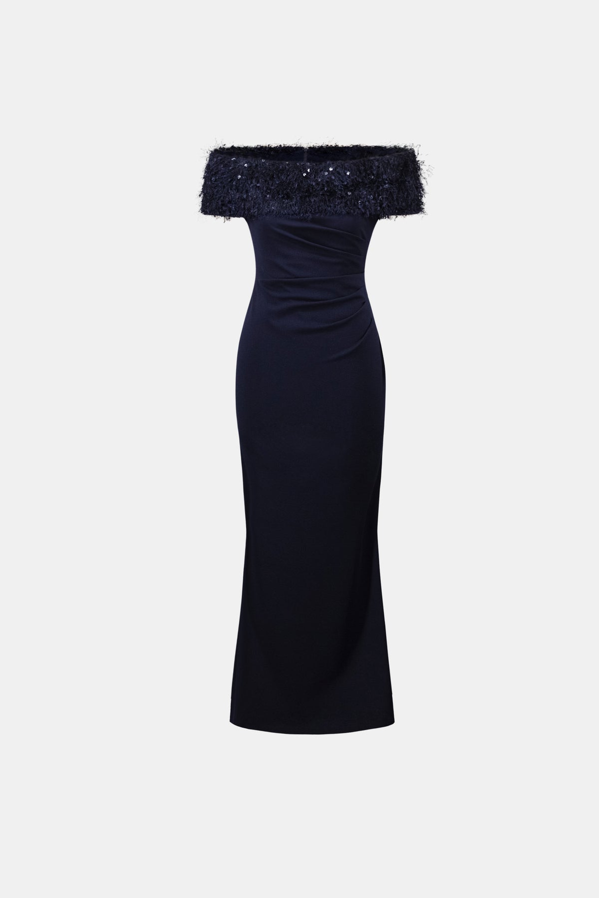 Joseph Ribkoff Off Shoulder Fringed Trumpet Gown Jr264713