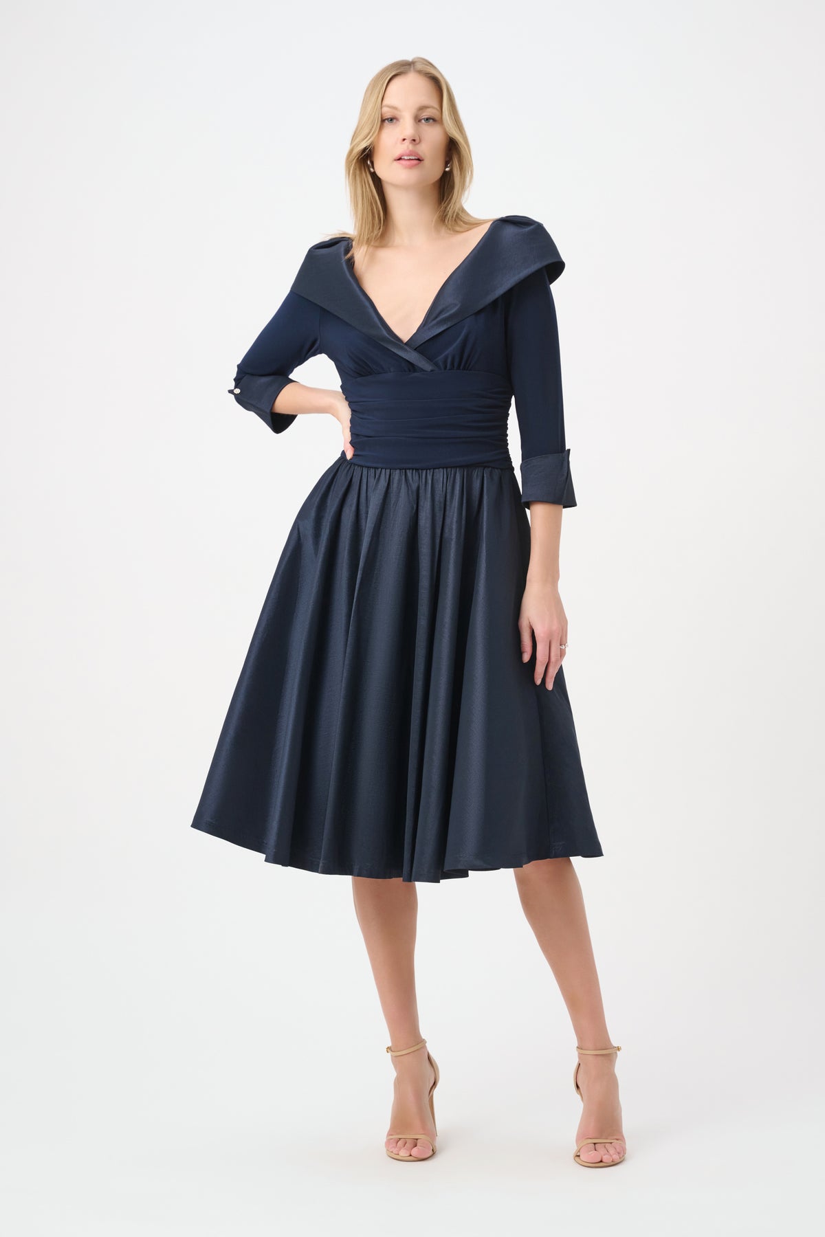 Joseph Ribkoff V-Neck Lapel Fit & Flare Dress Jr264723