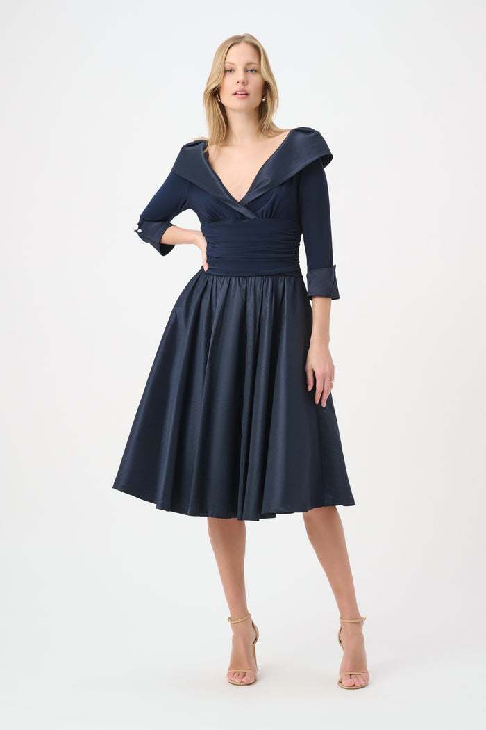 Joseph Ribkoff V-Neck Lapel Fit & Flare Dress Jr264723