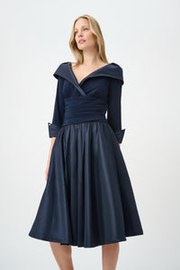 Joseph Ribkoff V-Neck Lapel Fit & Flare Dress Jr264723