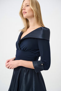 Joseph Ribkoff V-Neck Lapel Fit & Flare Dress Jr264723