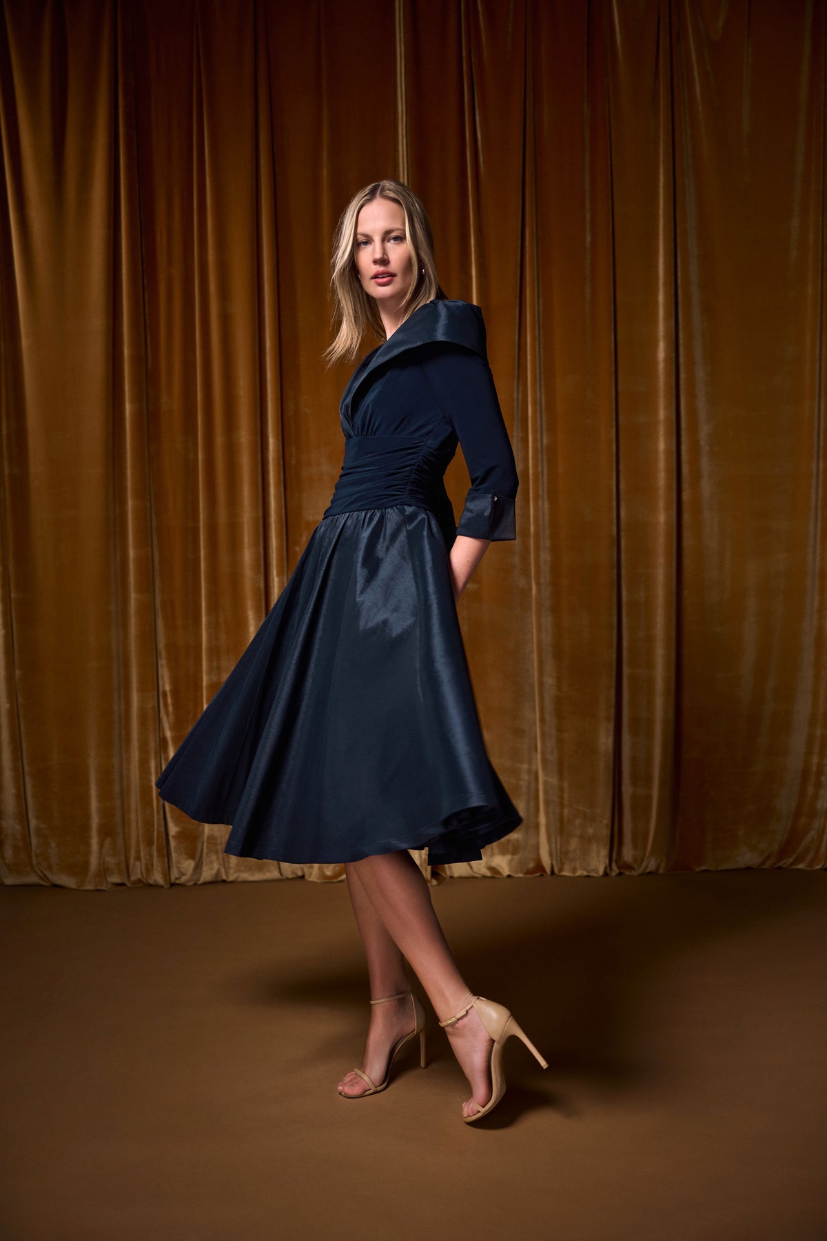 Joseph Ribkoff V-Neck Lapel Fit & Flare Dress Jr264723