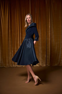 Joseph Ribkoff V-Neck Lapel Fit & Flare Dress Jr264723