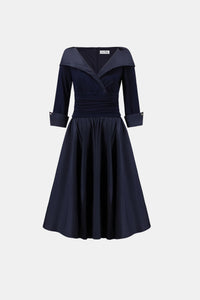 Joseph Ribkoff V-Neck Lapel Fit & Flare Dress Jr264723