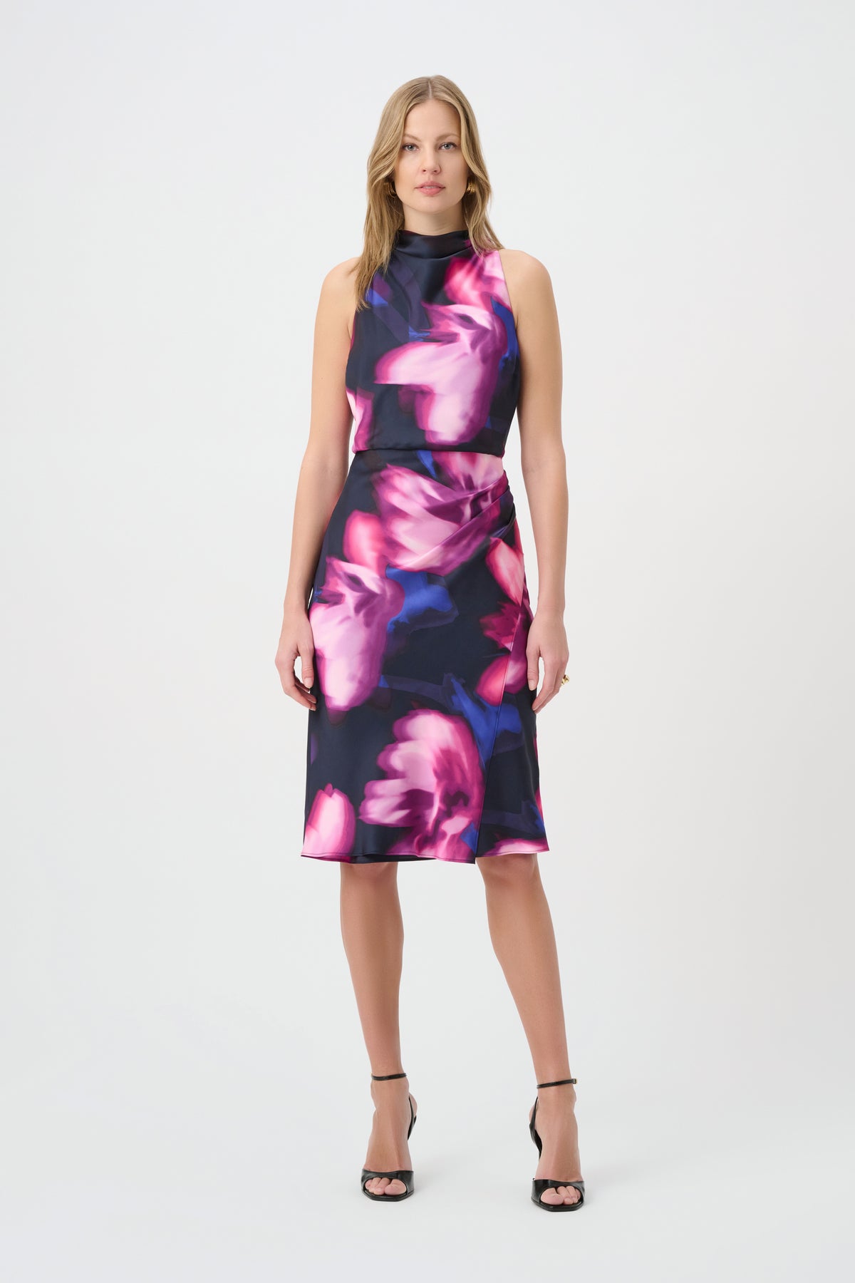 Joseph Ribkoff Floral Print Satin Halter Neck Dress Jr264727