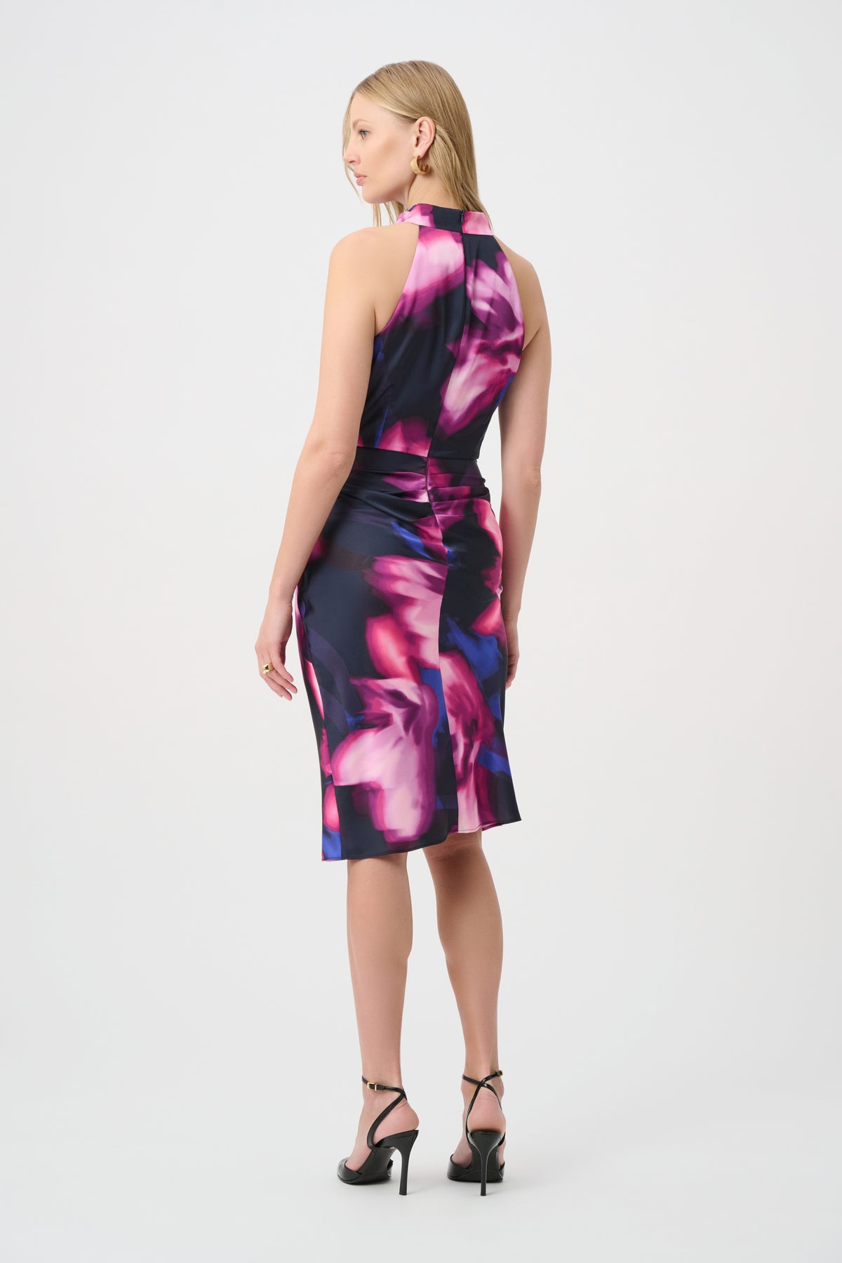 Joseph Ribkoff Floral Print Satin Halter Neck Dress Jr264727