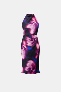 Joseph Ribkoff Floral Print Satin Halter Neck Dress Jr264727