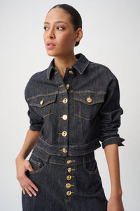 Joseph Ribkoff Statement Button Cropped Denim Jacket Jr264900