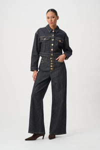 Joseph Ribkoff Statement Button Cropped Denim Jacket Jr264900