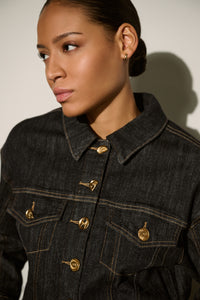 Joseph Ribkoff Statement Button Cropped Denim Jacket Jr264900