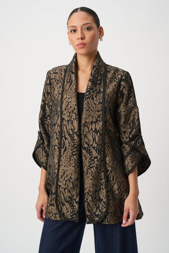 Joseph Ribkoff Animal Print Shawl Collar Cover Up Jr264949