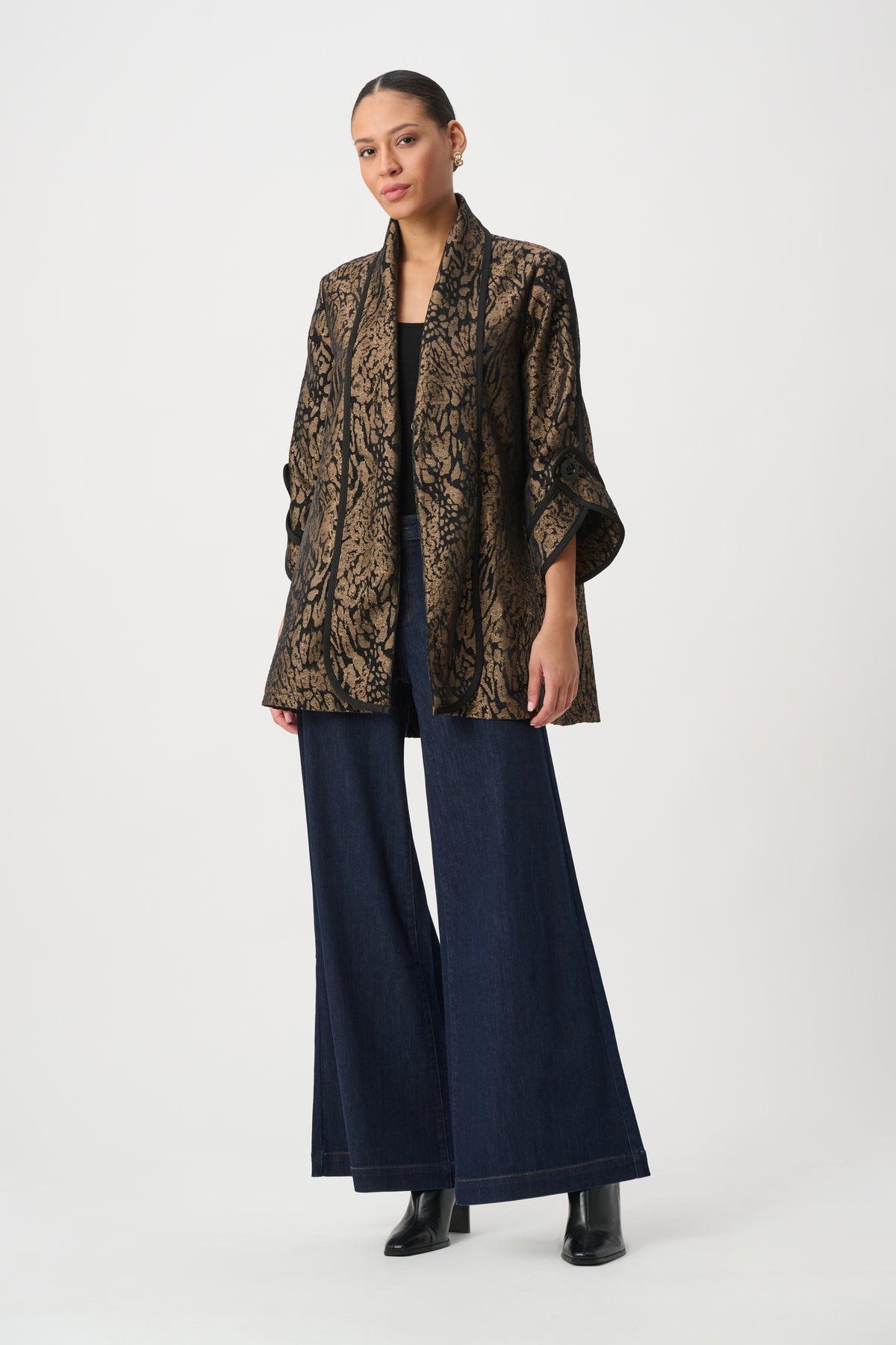 Joseph Ribkoff Animal Print Shawl Collar Cover Up Jr264949