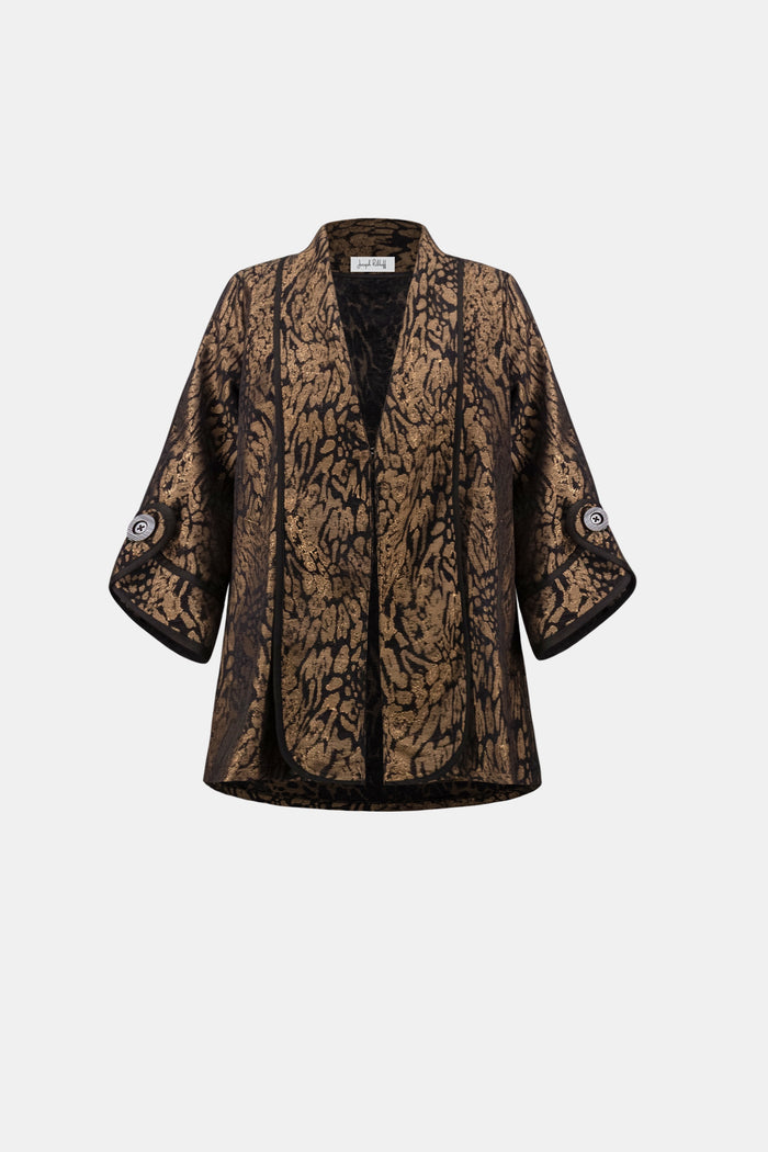 Joseph Ribkoff Animal Print Shawl Collar Cover Up Jr264949
