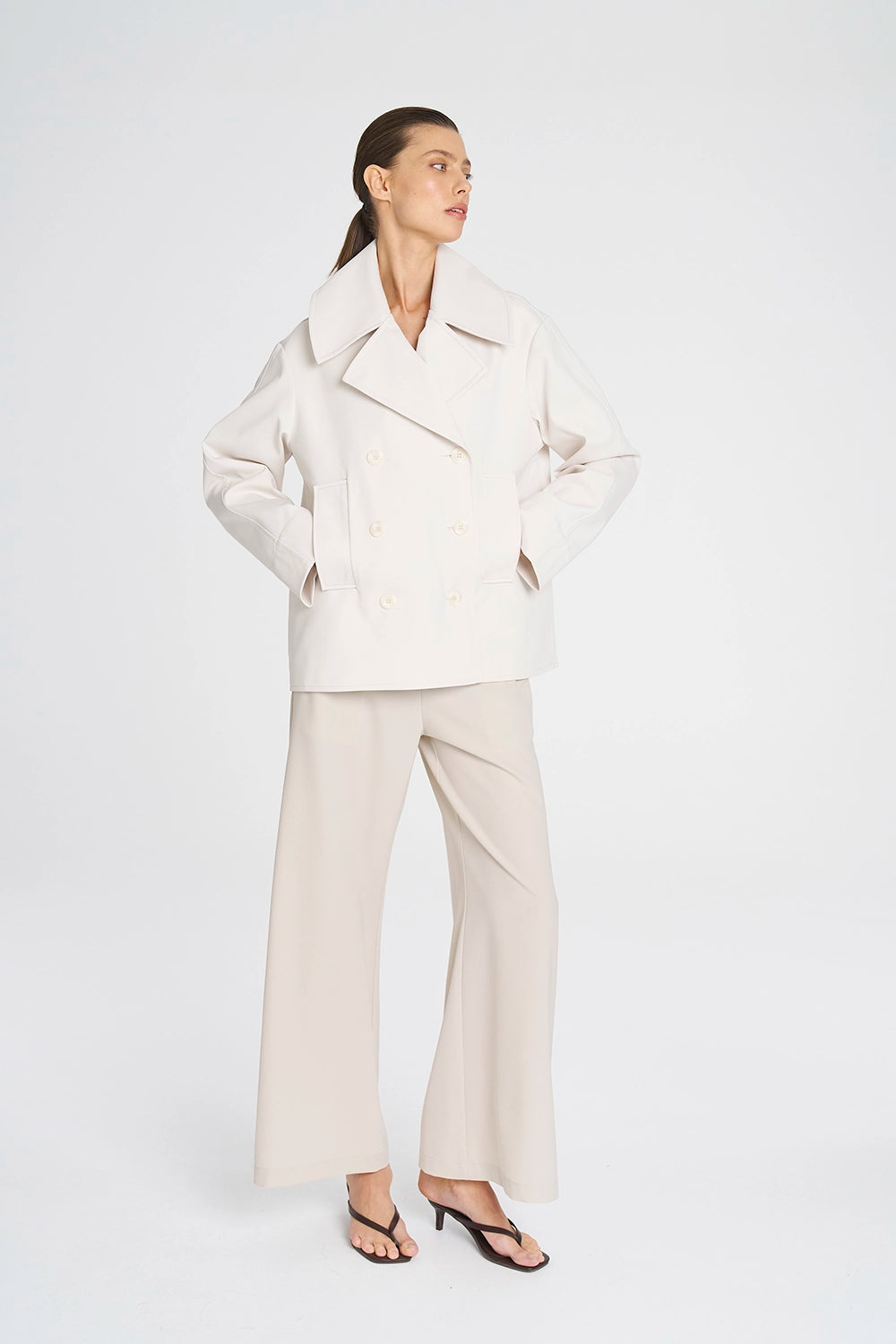 Mela Purdie Pea Jacket In Wax F103 4241 - Pre-Order March Delivery