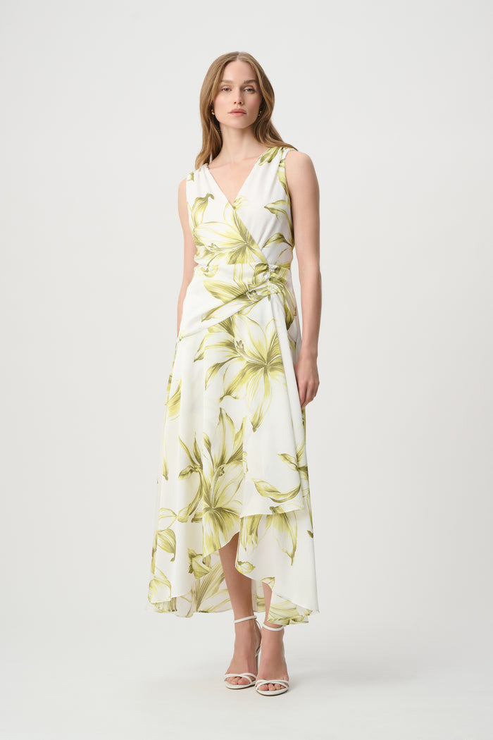 Joseph Ribkoff Satin Floral Print Wrap Dress Jr271024