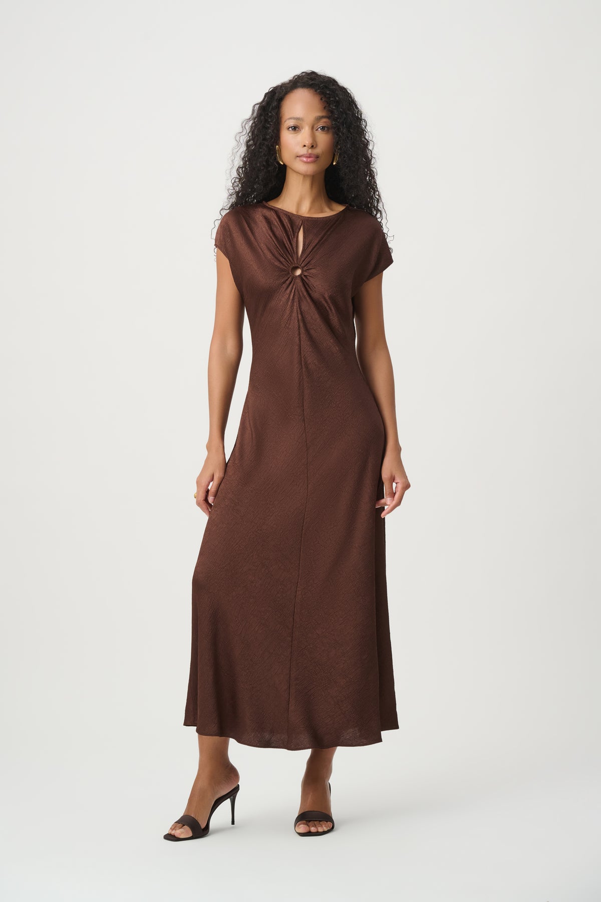 Joseph Ribkoff Crushed Satin Midi A-Line Dress Jr271090