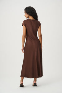 Joseph Ribkoff Crushed Satin Midi A-Line Dress Jr271090