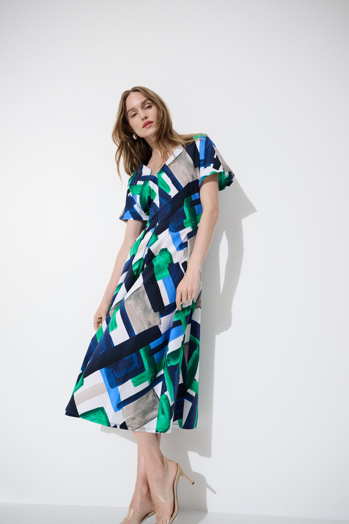 Joseph Ribkoff Printed Pleated Waist Dress Jr271091