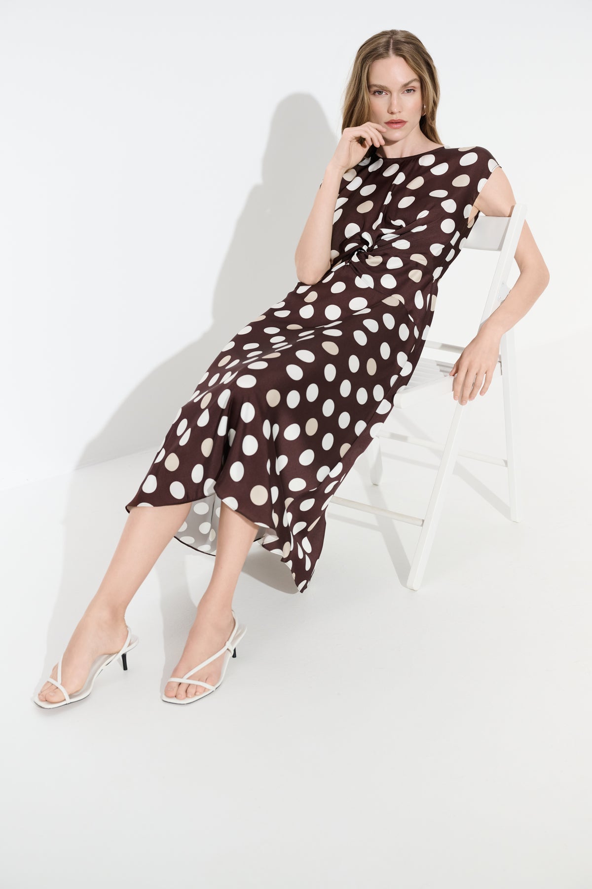 Joseph Ribkoff Polka Dot Twist Waist Dress Jr271096